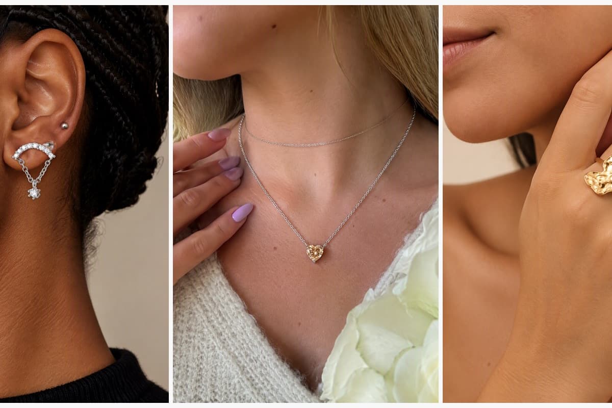 Dainty Heart Chain Drop Earrings