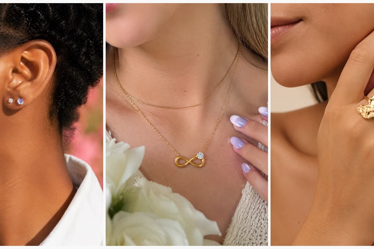 Dainty Round Stone Stud Earrings