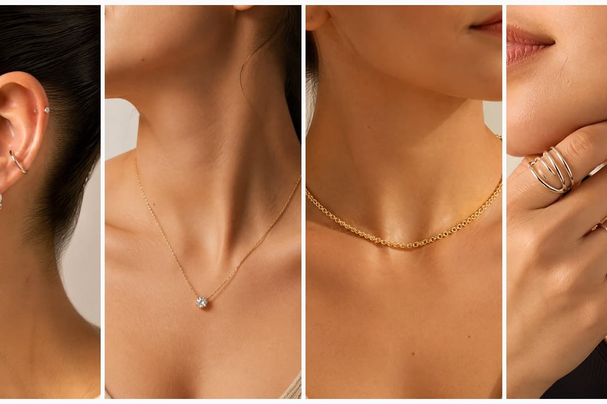 Dainty Three-Stone Huggie Earrings