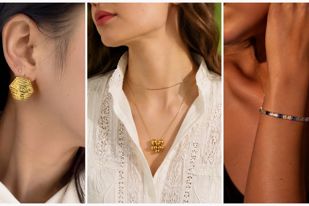 Textured Hexagon Drop Earrings