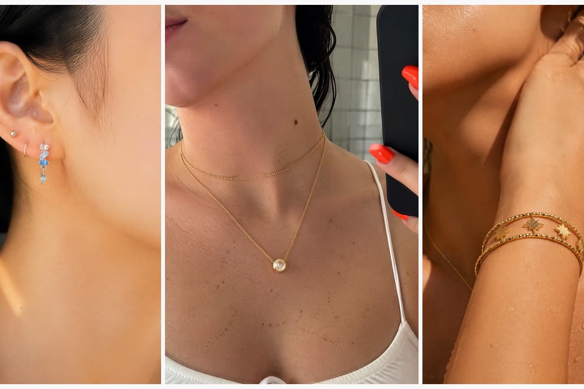 Dainty Stacked Stone Drop Earrings