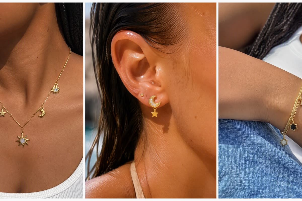 Trendy Sun Moon Star Charm Necklace