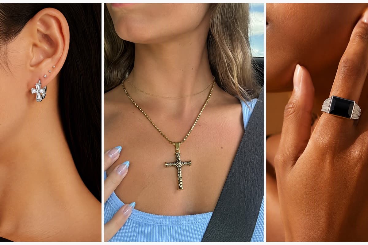 Cross Huggie Earrings
