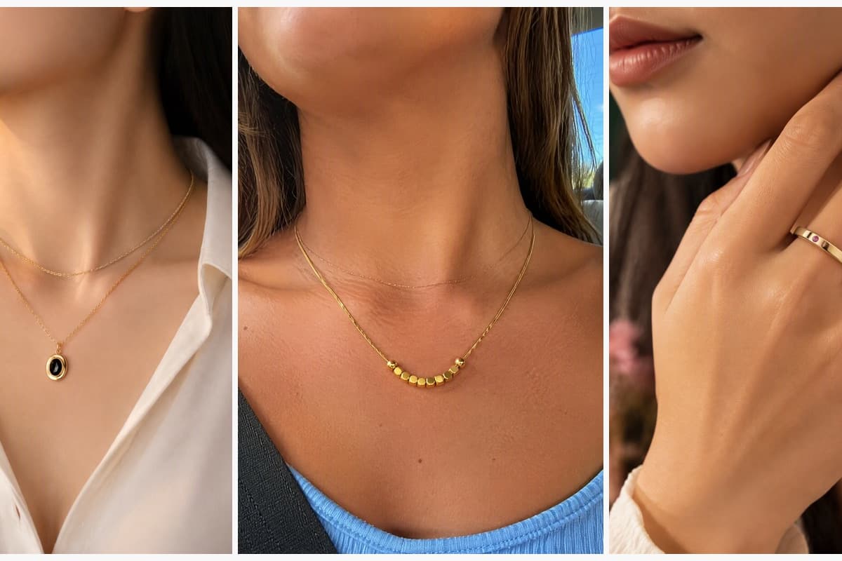 Dainty Oval Stone Pendant Necklace