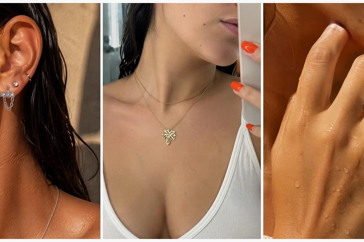 Dainty Heart Chain Stud Earrings