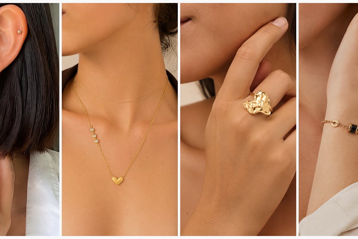 Dainty Heart Cross Charm Stud Earrings