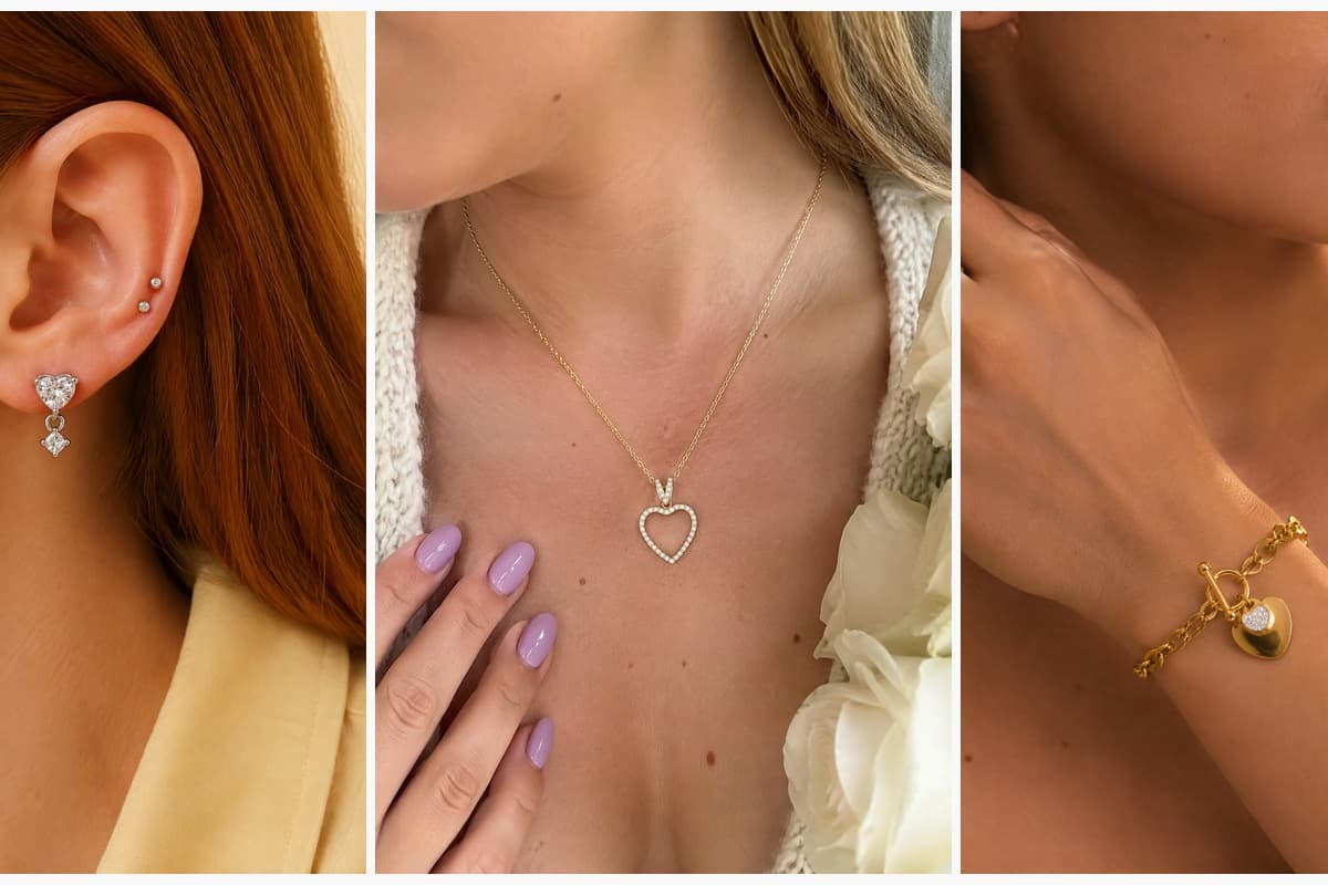 Cute Heart Dangle Stud Earrings