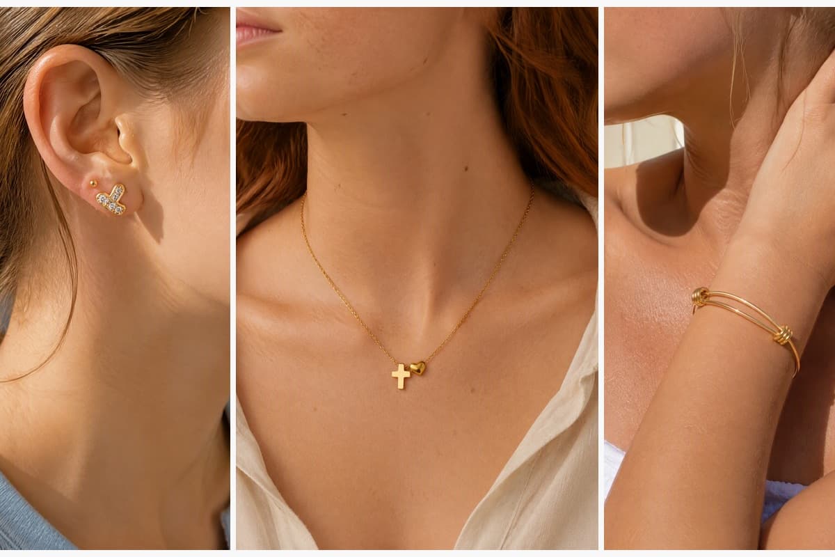 Cute Heart & Flower Cartilage Stud