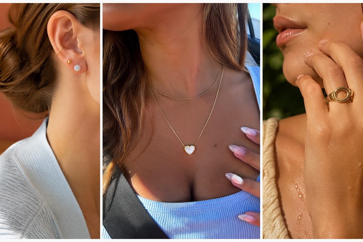 Round Stone Stud Earrings