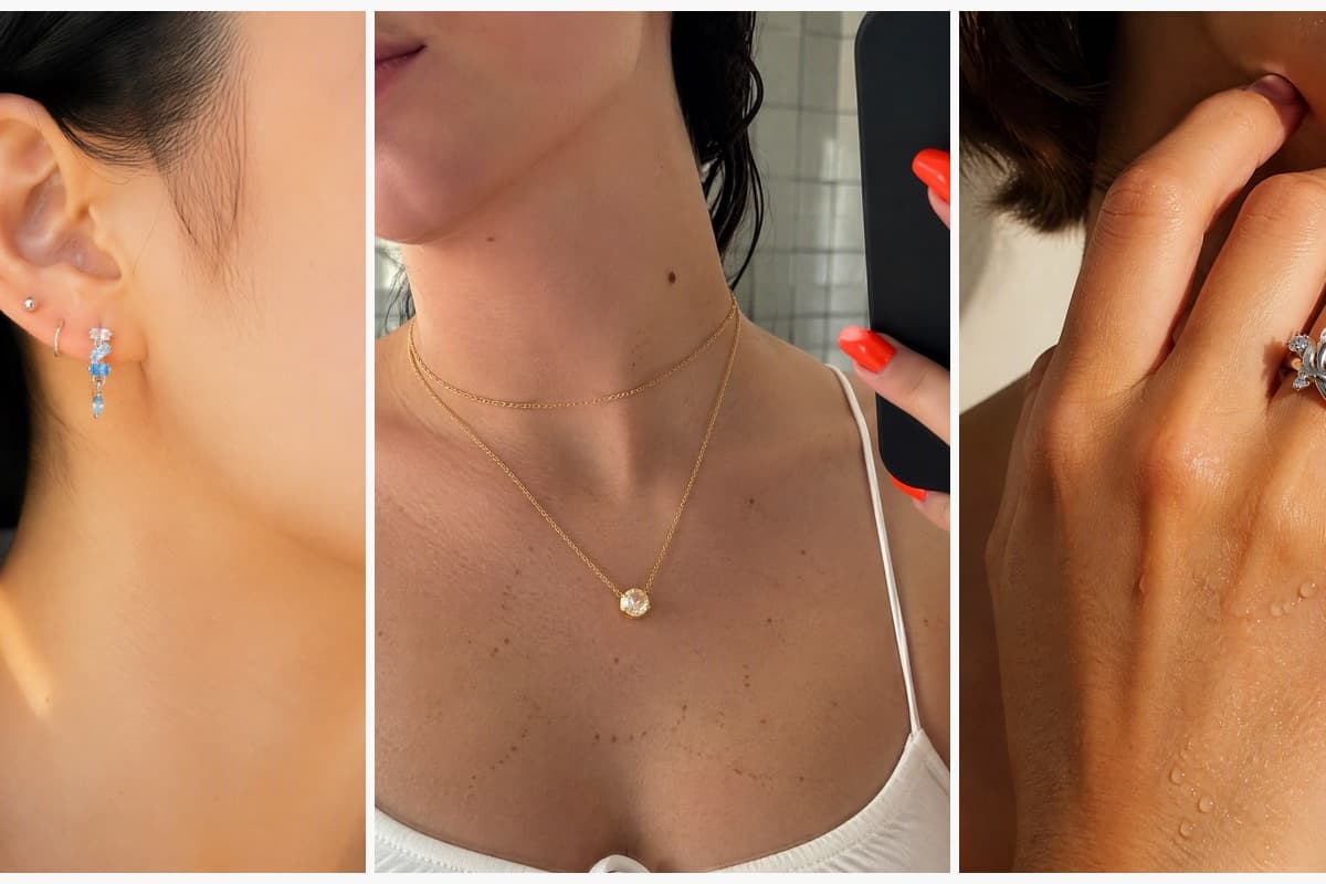 Dainty Stacked Stone Drop Earrings