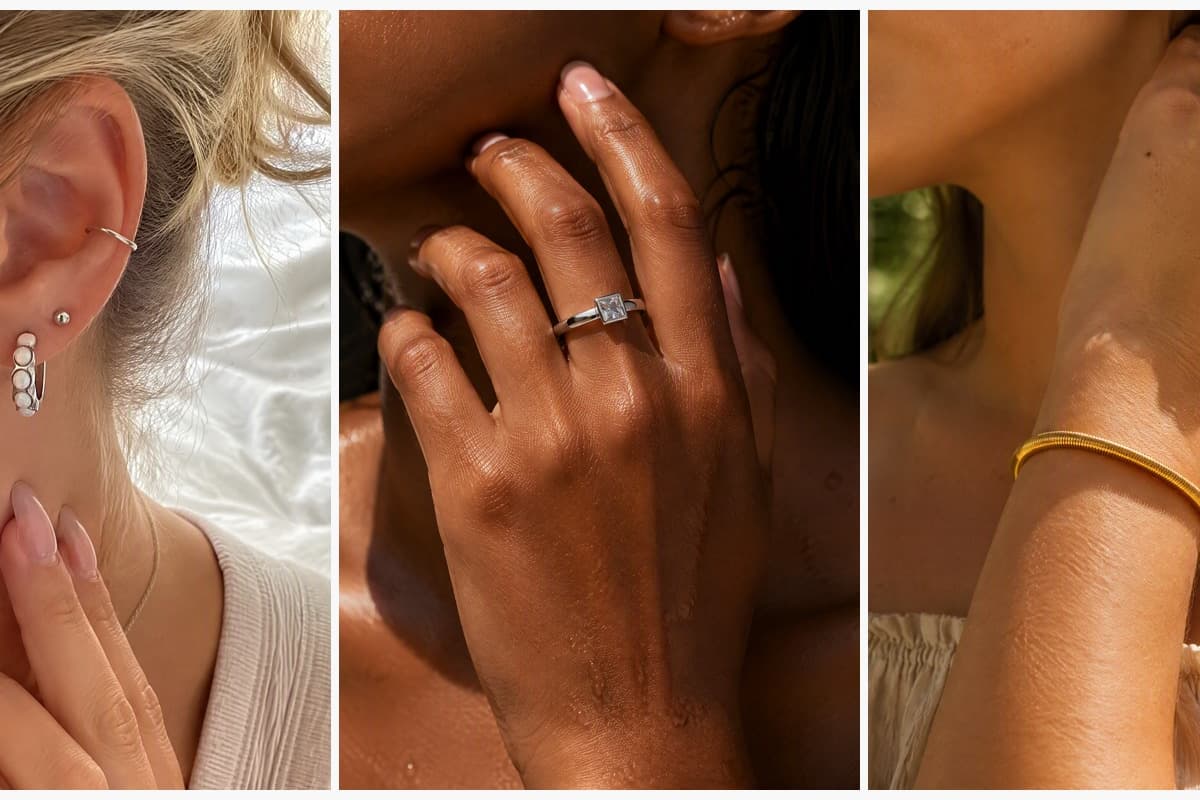 Three-Stone Huggie Earrings
