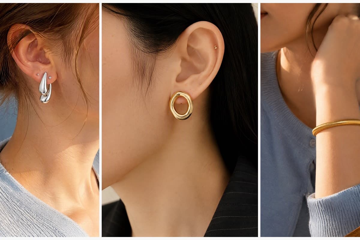 Double Teardrop Stud Earrings