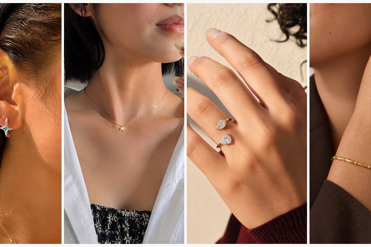 Dainty Four-Pointed Star Stud Earrings