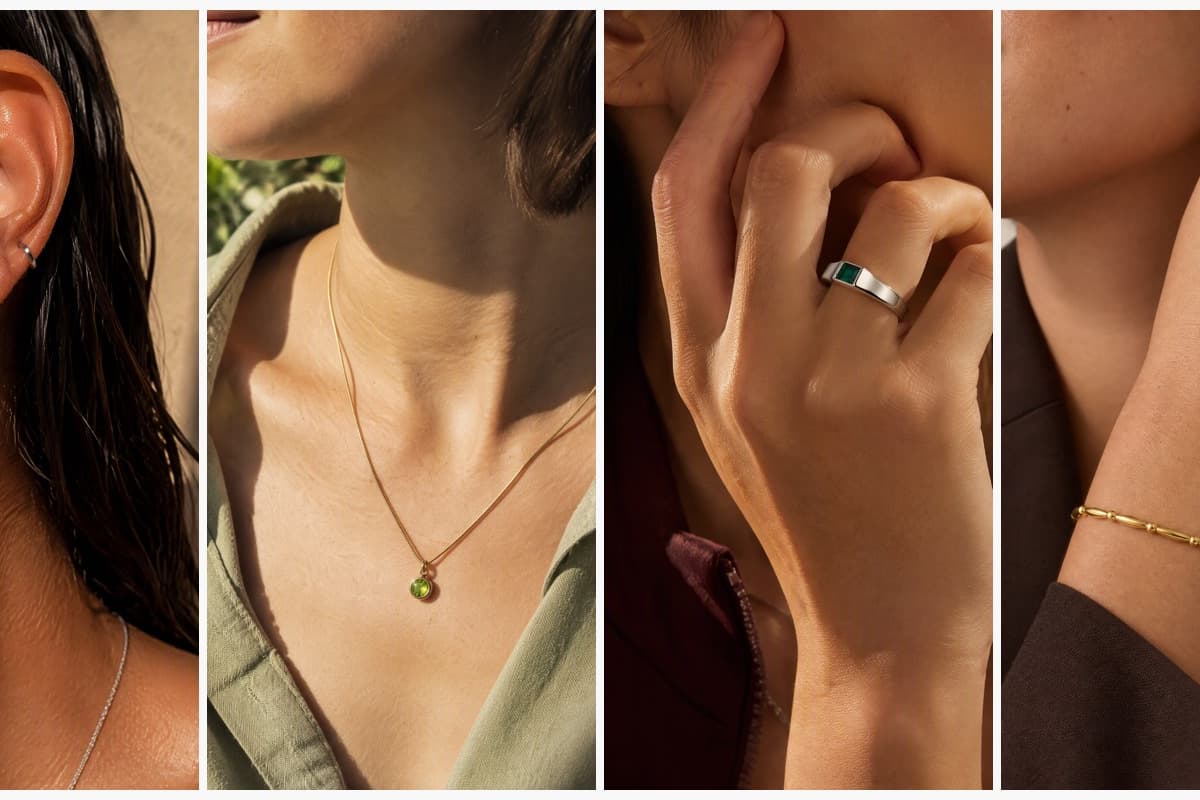 Dainty Heart Chain Stud Earrings