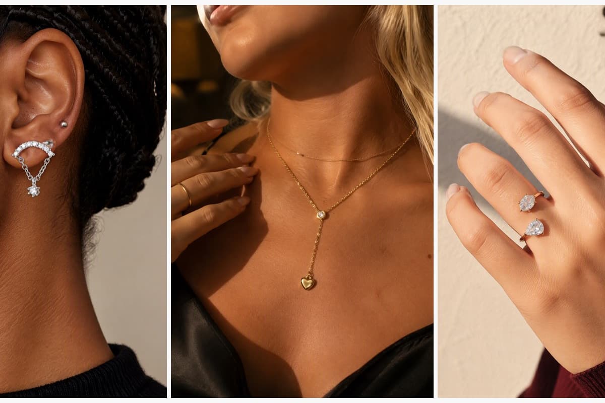 Dainty Heart Chain Drop Earrings