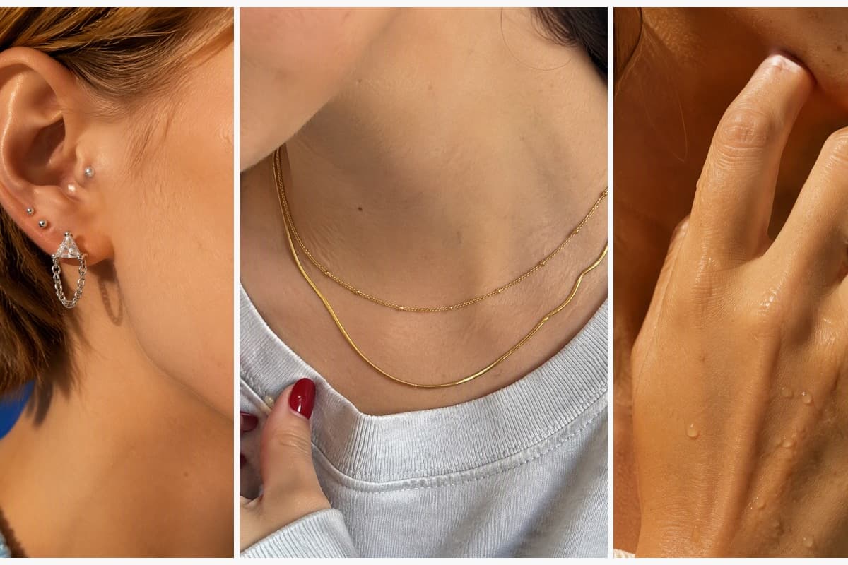 Triangle Stone Chain Drop Earrings