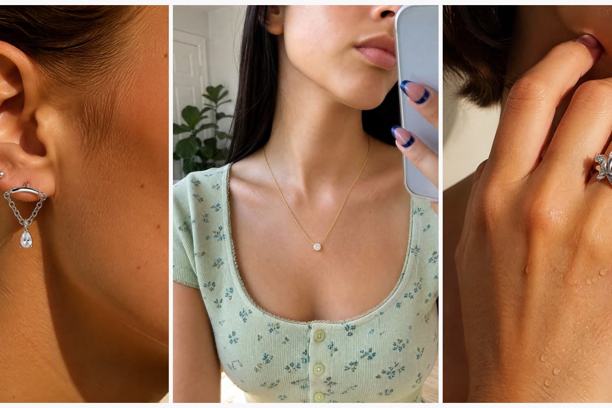 Dainty Triangle Chain Drop Earrings