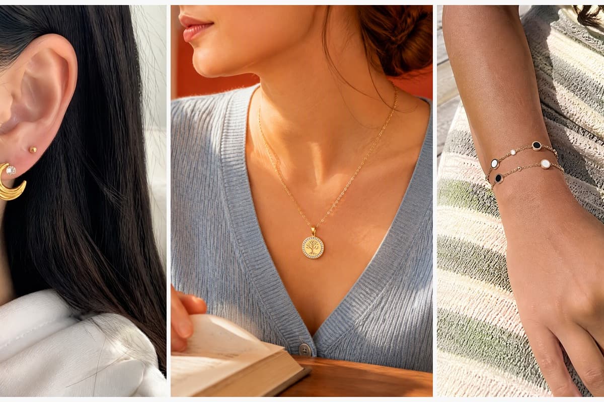 Crescent Moon Stud Earrings