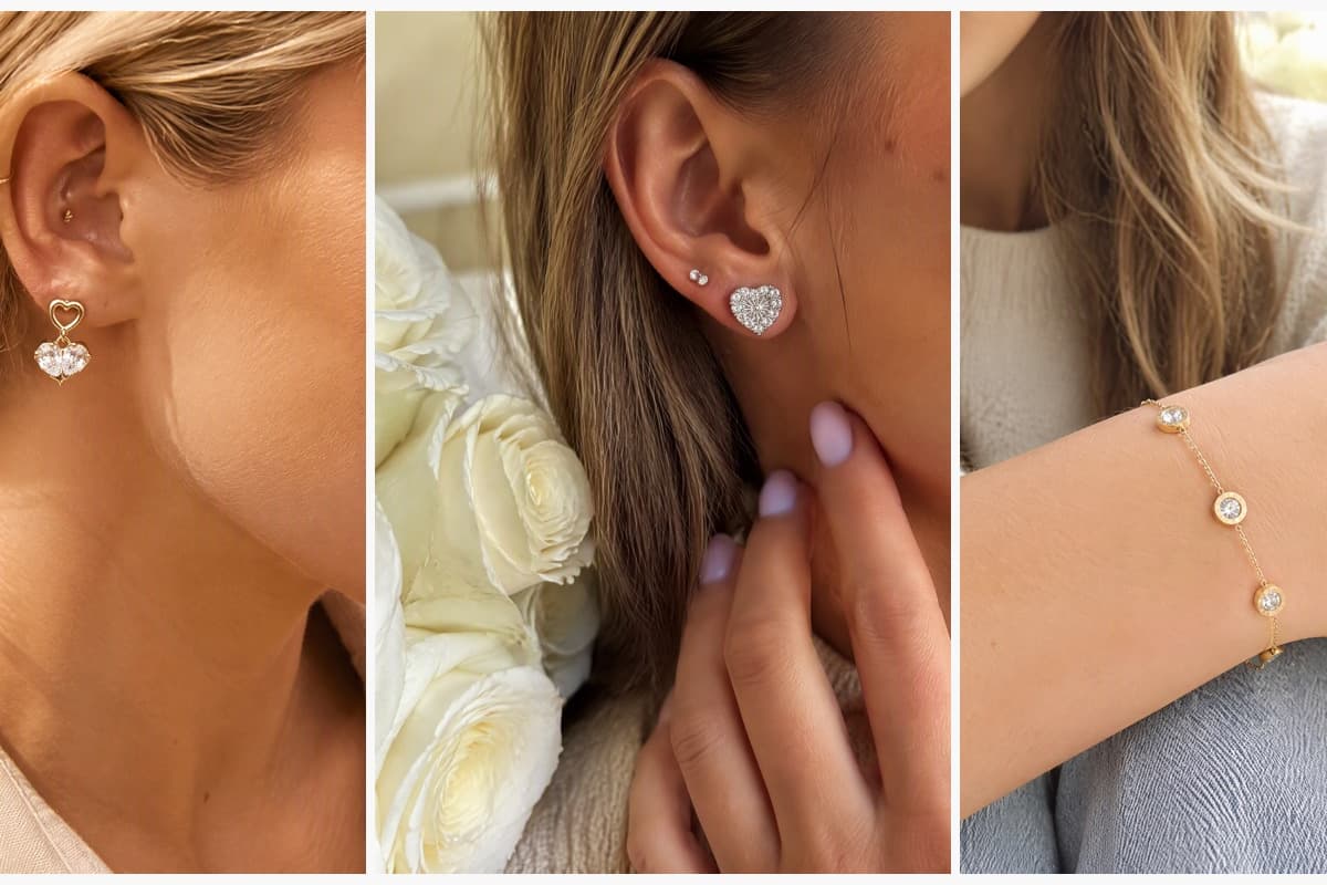 Double Heart Drop Earrings