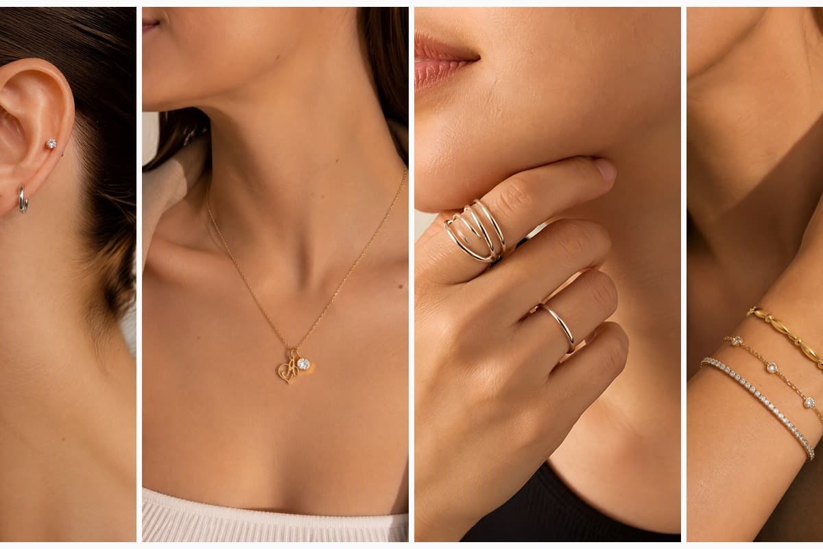 Dainty Round Stone Stud Earrings