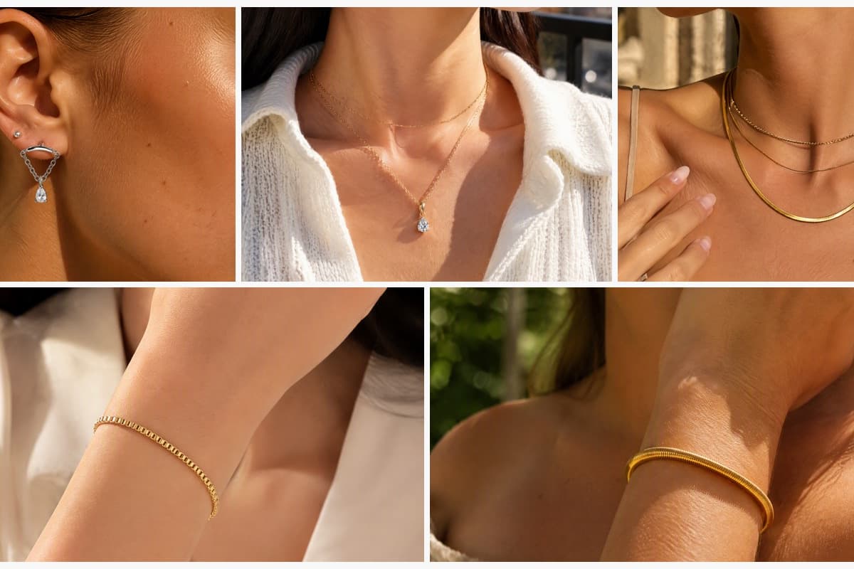 Dainty Triangle Chain Drop Earrings