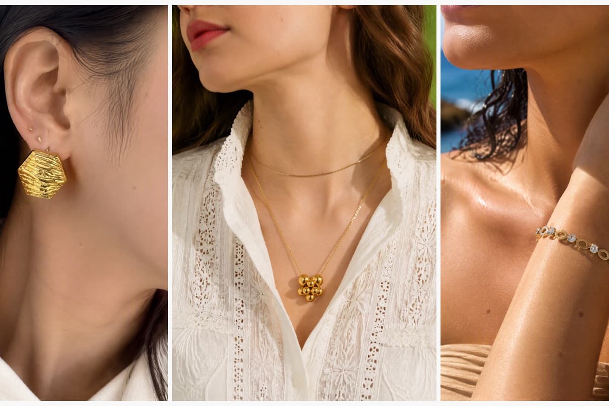 Textured Hexagon Drop Earrings