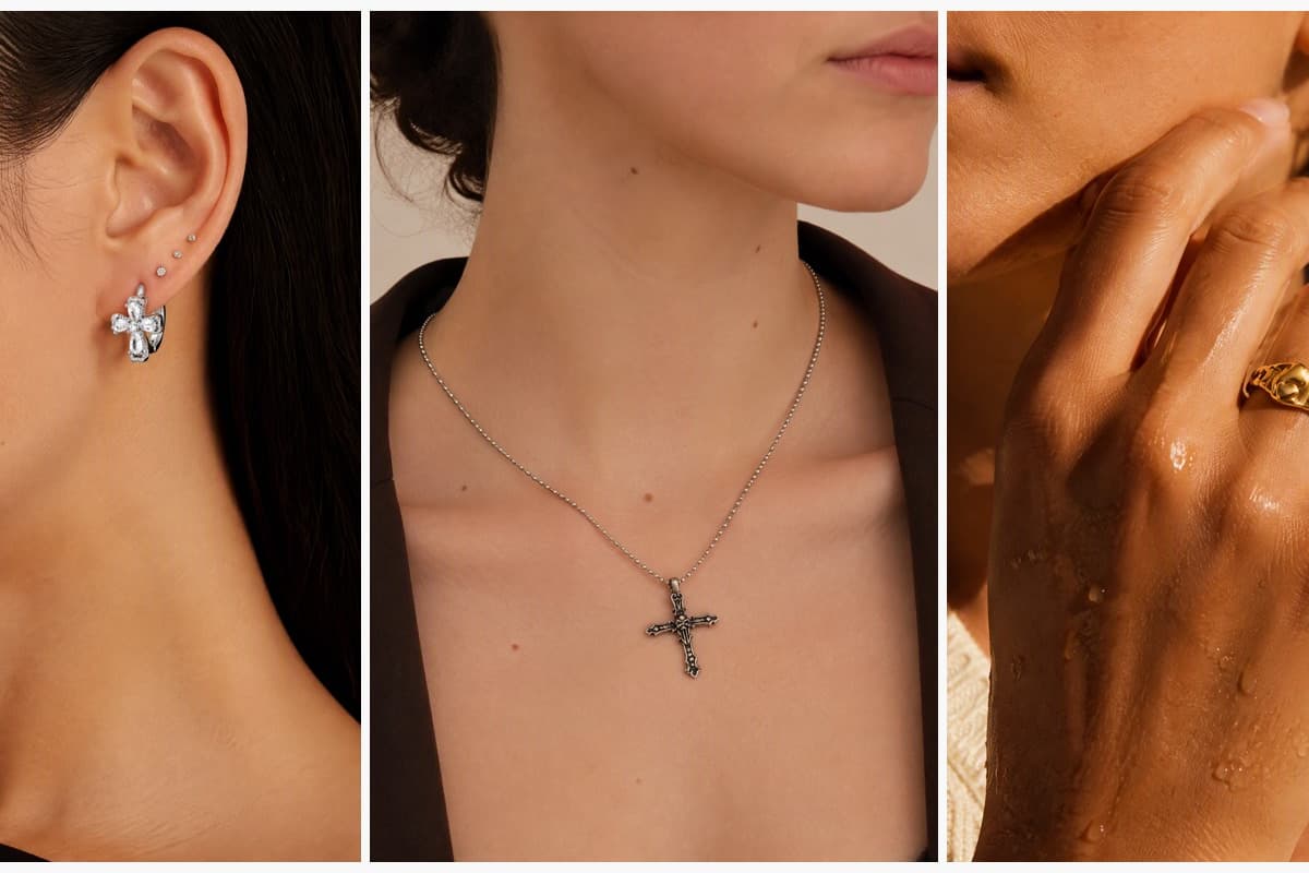 Cross Huggie Earrings