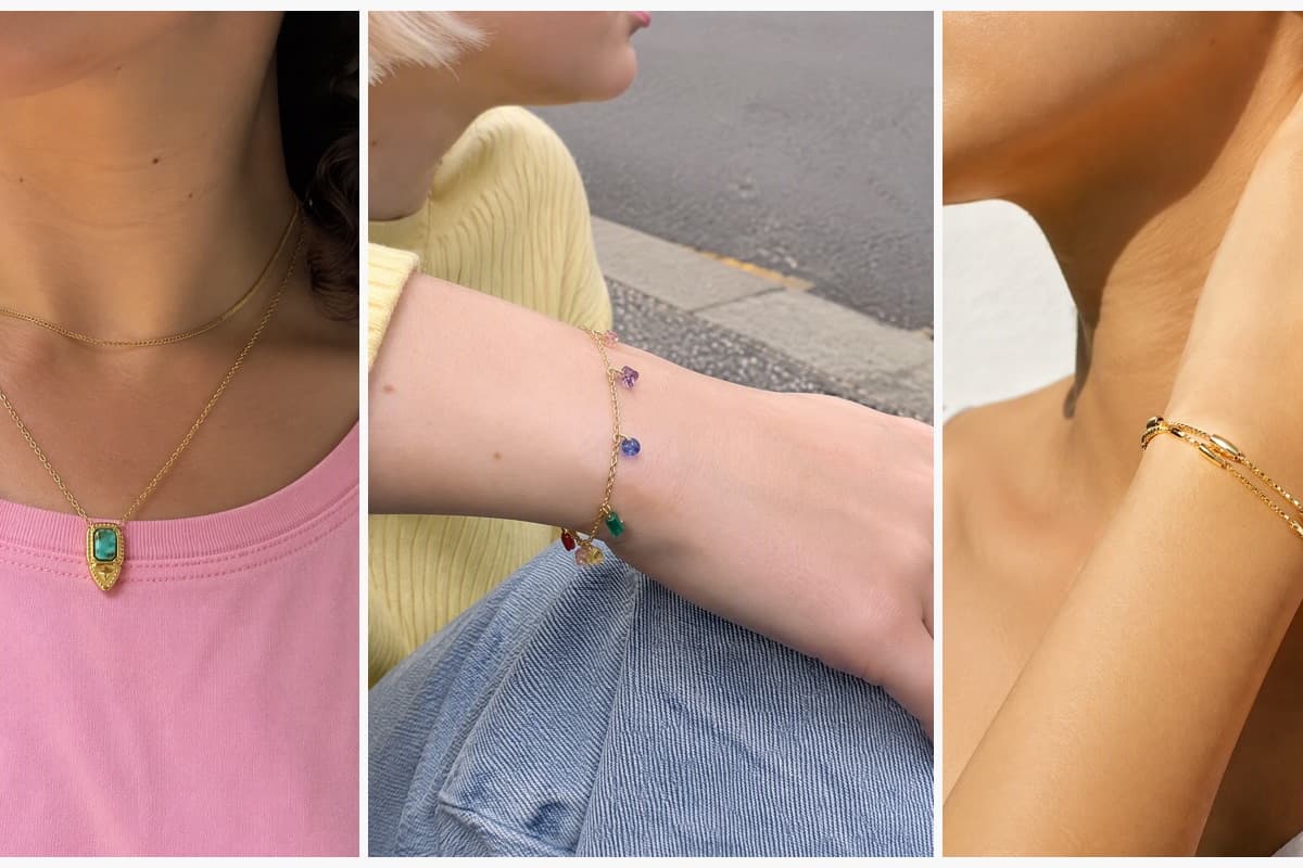 Dainty Rectangular Stone Pendant Necklace