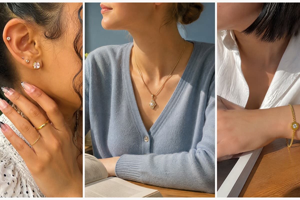 Dainty Rectangular Stone Stud Earrings