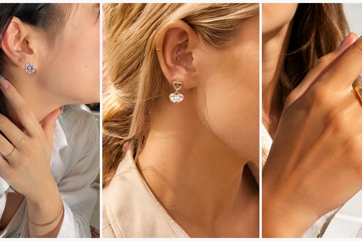 Dainty Star Halo Stud Earrings