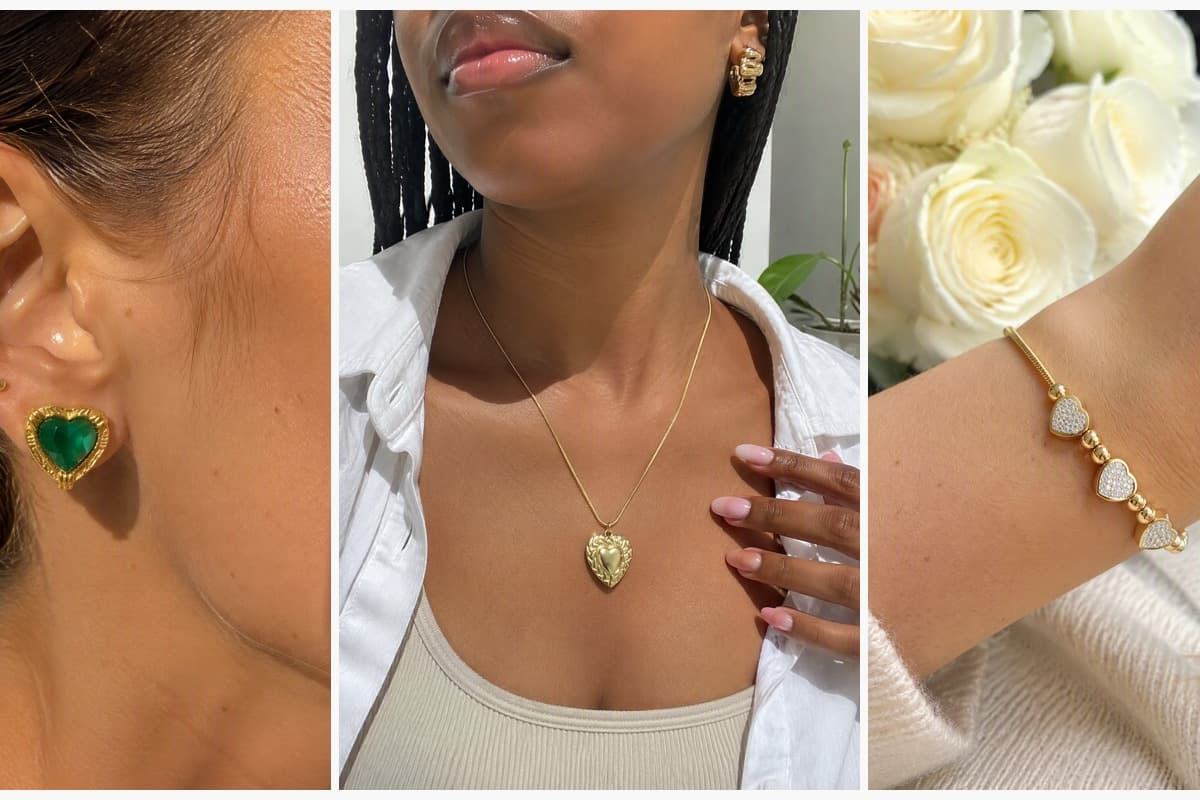 Heart Charm Stud Earrings