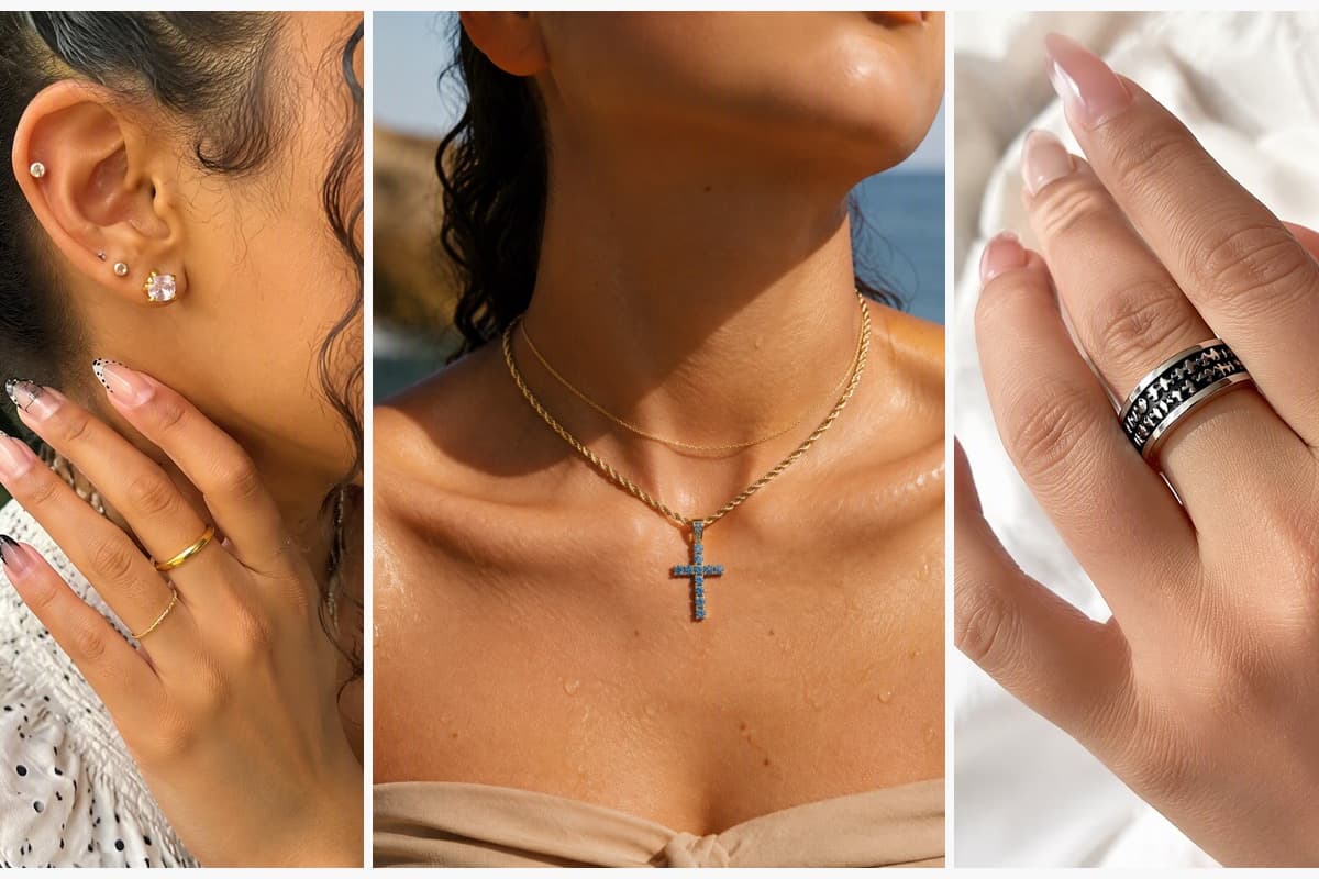 Dainty Rectangular Stone Stud Earrings