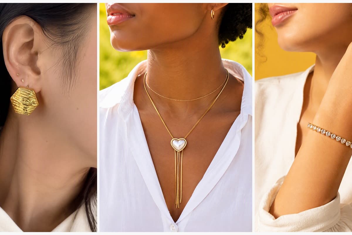 Textured Hexagon Drop Earrings