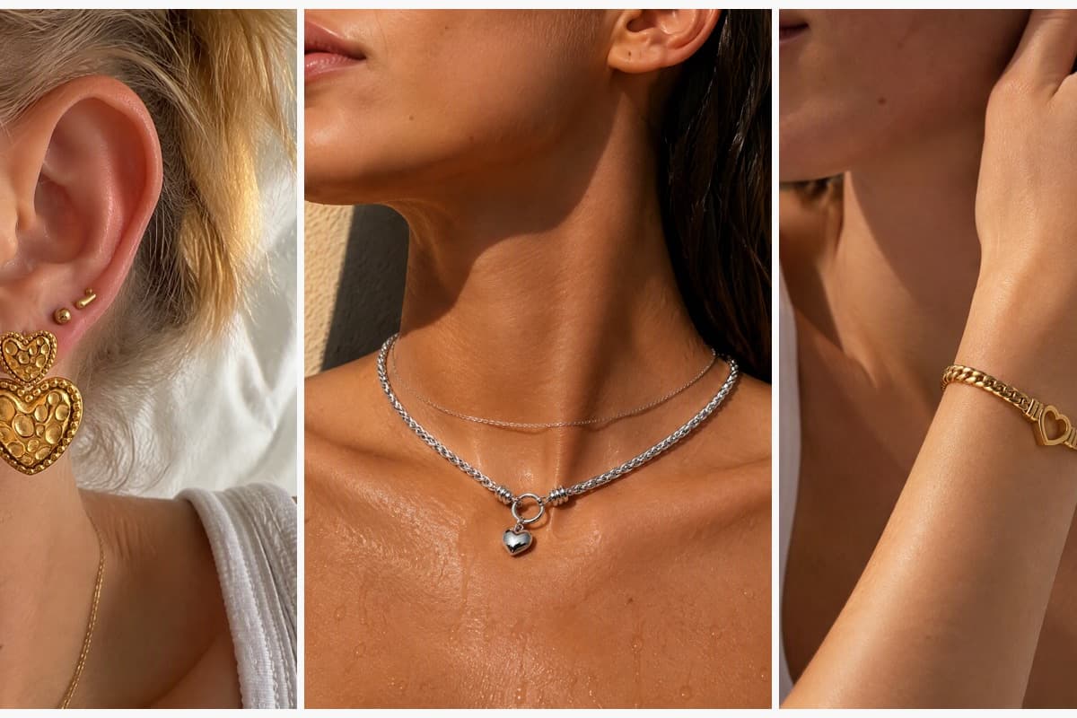 Double Heart Drop Earrings