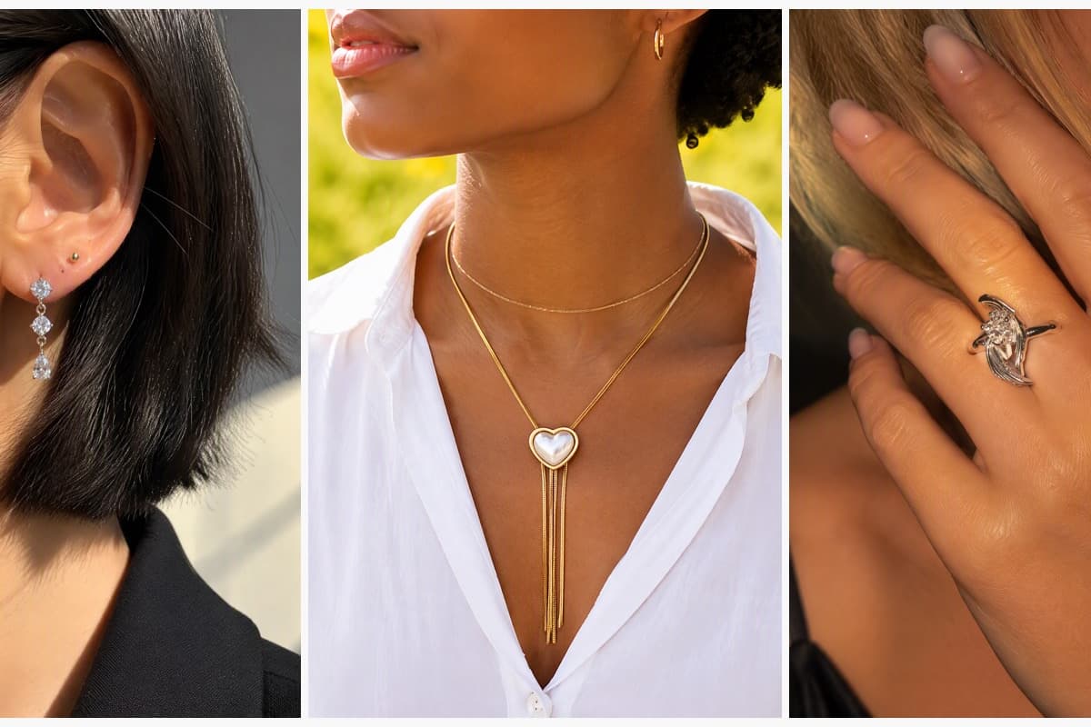 Dainty Three-Stone Drop Earrings