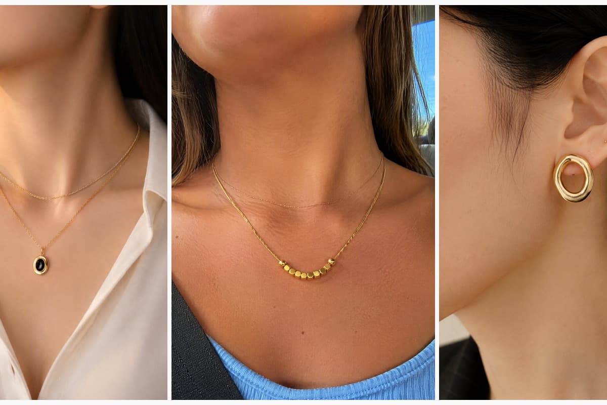 Dainty Oval Stone Pendant Necklace