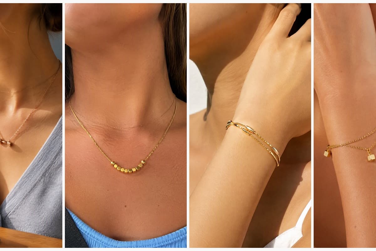 Minimalist Double Cube Pendant Necklace