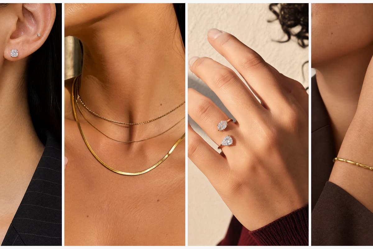 Dainty Square Stone Stud Earrings