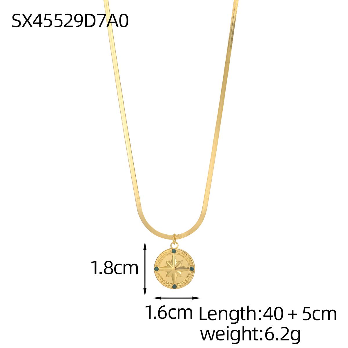 Vintage Compass Coin Pendant Necklace