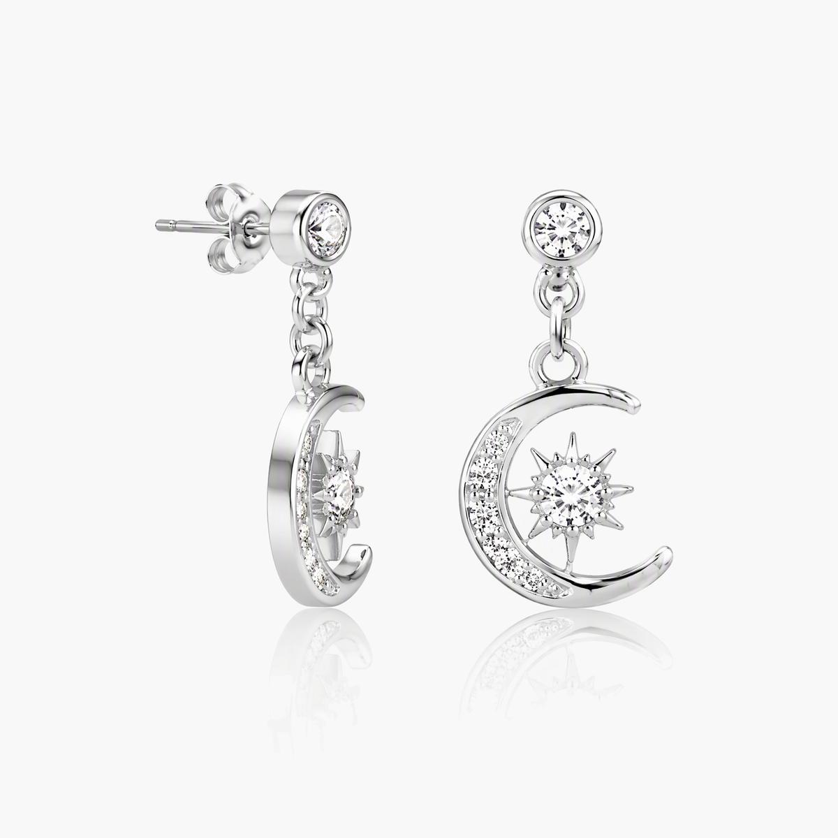 Dainty Moon Star Drop Earrings