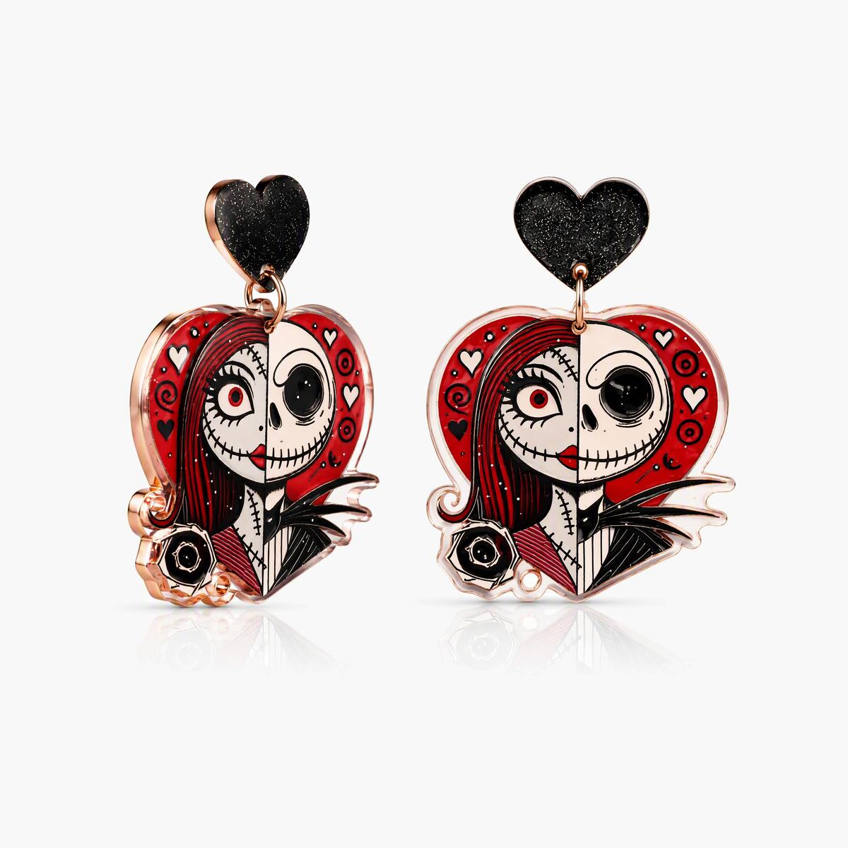 Cute Skull Heart Drop Earrings