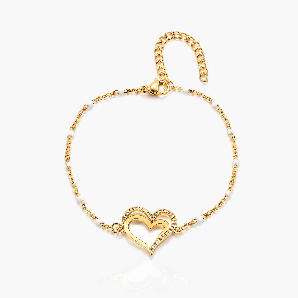 Dainty Heart Pearl Bracelet