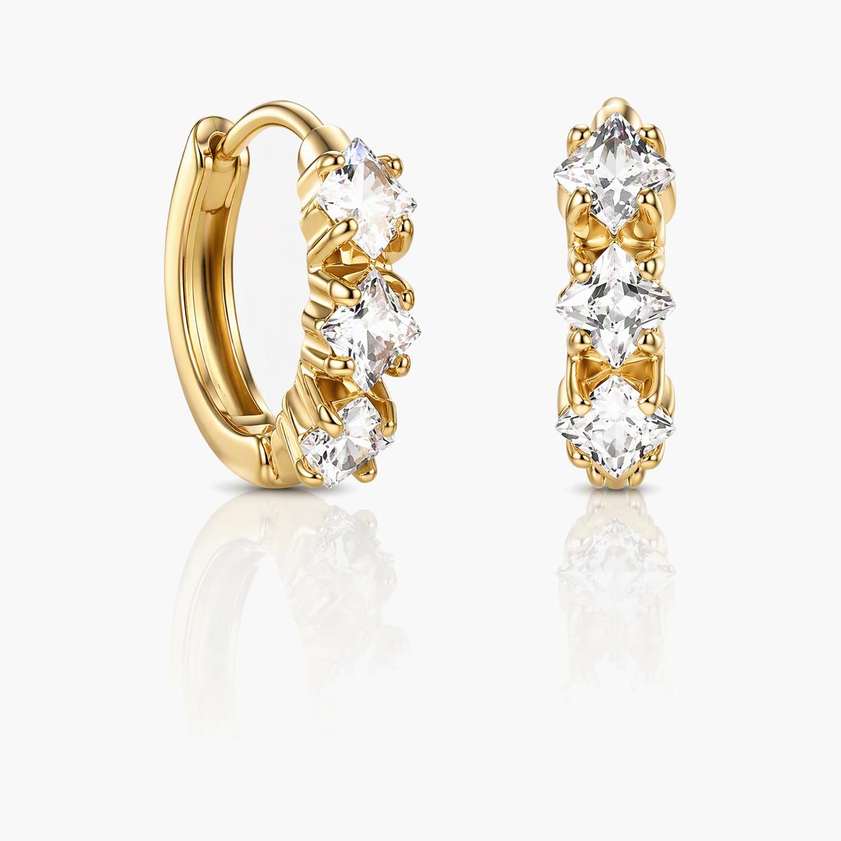 Three-Stone Huggie Earrings
