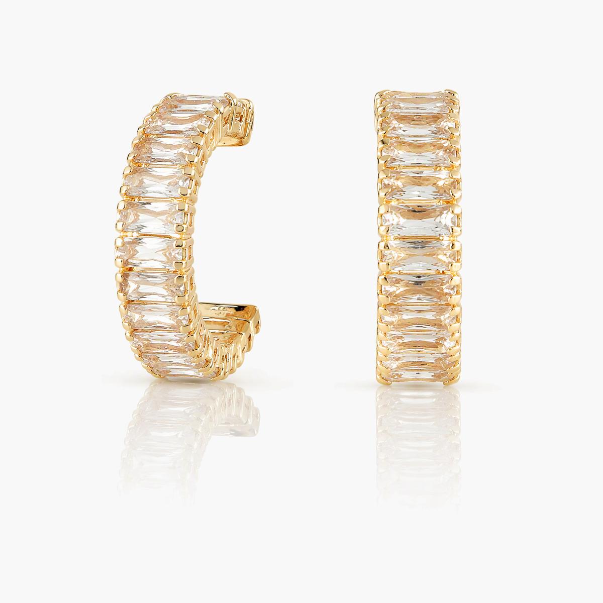 Baguette Stone Hoop Earrings