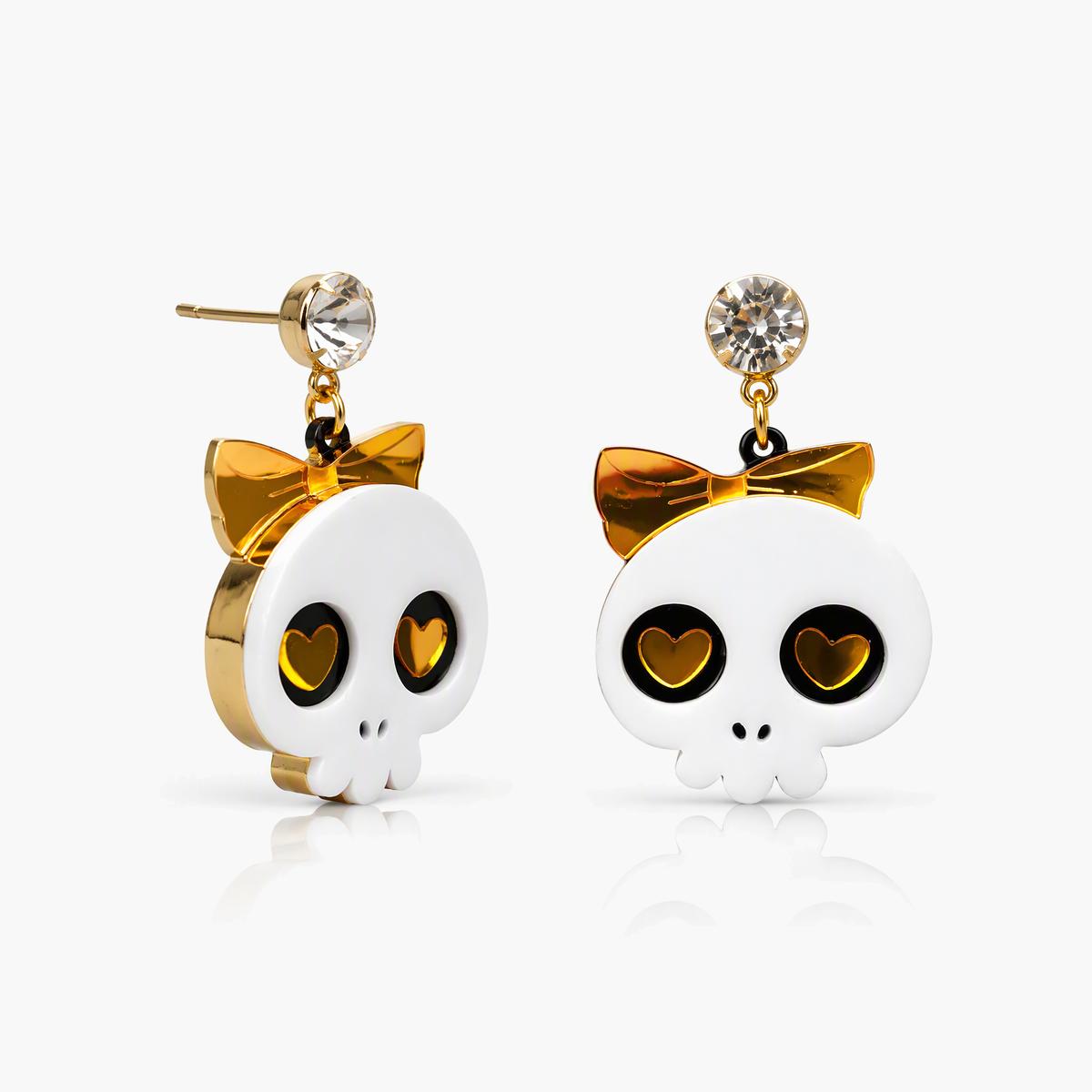 Cute Skull Bow Drop Earrings