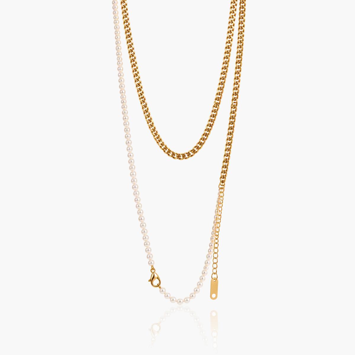 Layered Pearl And Chain Necklace