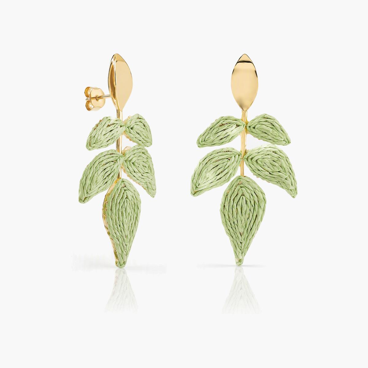 Boho Woven Leaf Drop Earrings