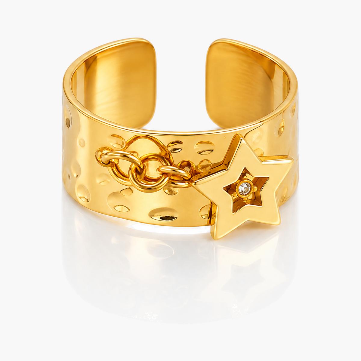 Trendy Star Cutout Open Cuff Ring