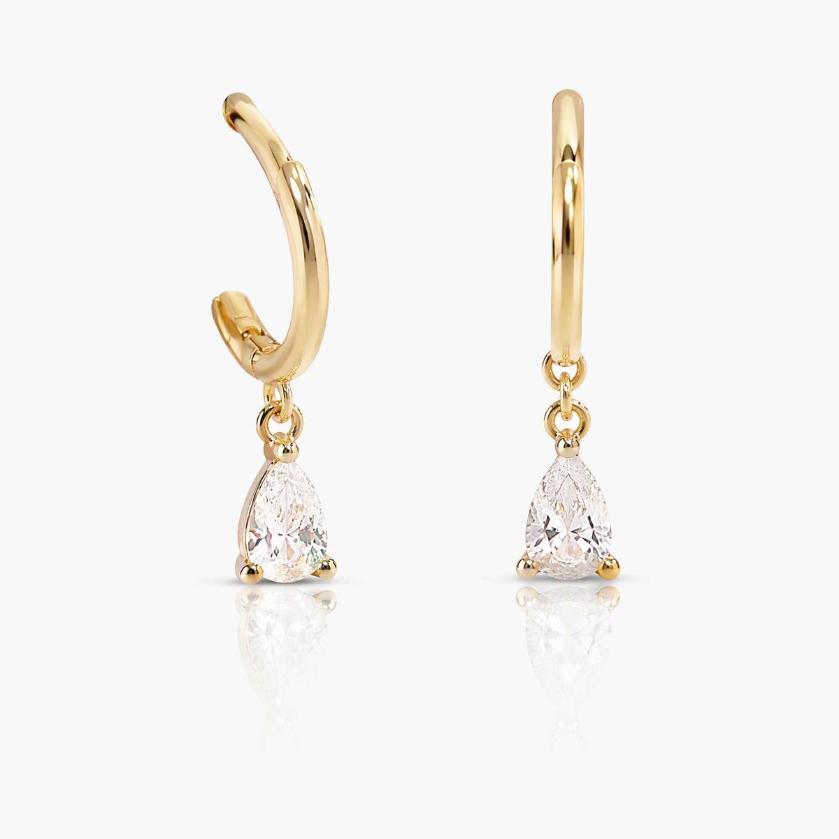 Dainty Teardrop Charm Huggie Earrings