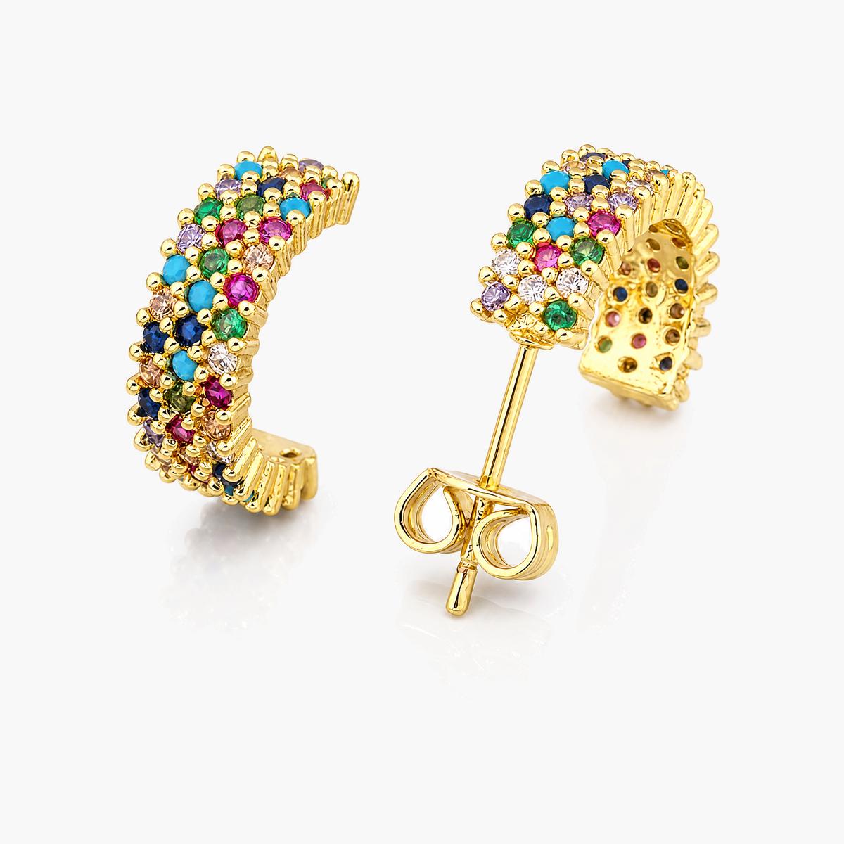 Trendy Multicolor Stone Huggie Earrings